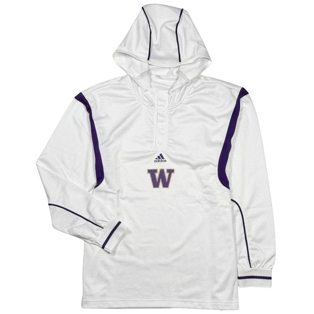 Adidas Washington Huskies Mesh Jersey Hoodie - NWT Mens XL White - #47442-H5